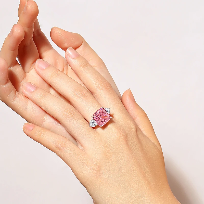 6 Carat S925 Sterling Silver Aquamarine Ring For Women Generous Square Sugar Premium High Carbon Diamond Zircon Colorful Jewelry