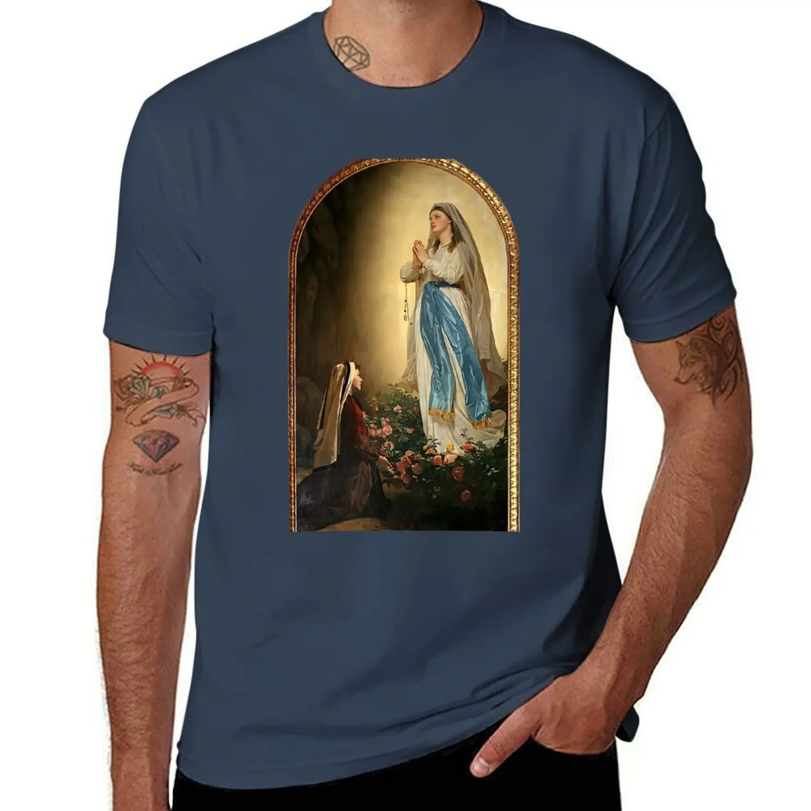 

Our Lady of Lourdes (Painting by Ciseri) T-Shirt t shirts with prints cotton t shirts man 100% T-Shirt