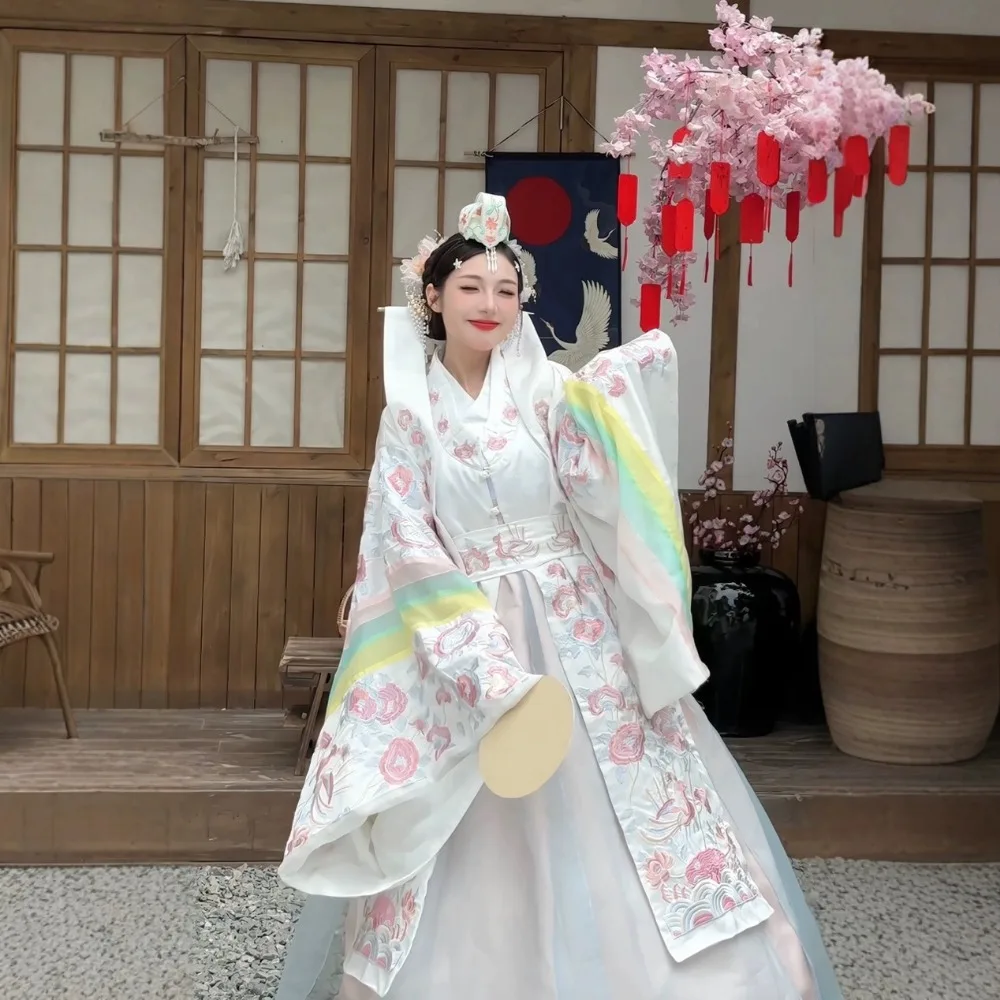 Ethnic Korean Wedding Dress Women Princess Palace Party Stage Dance Traditional Performance Costume