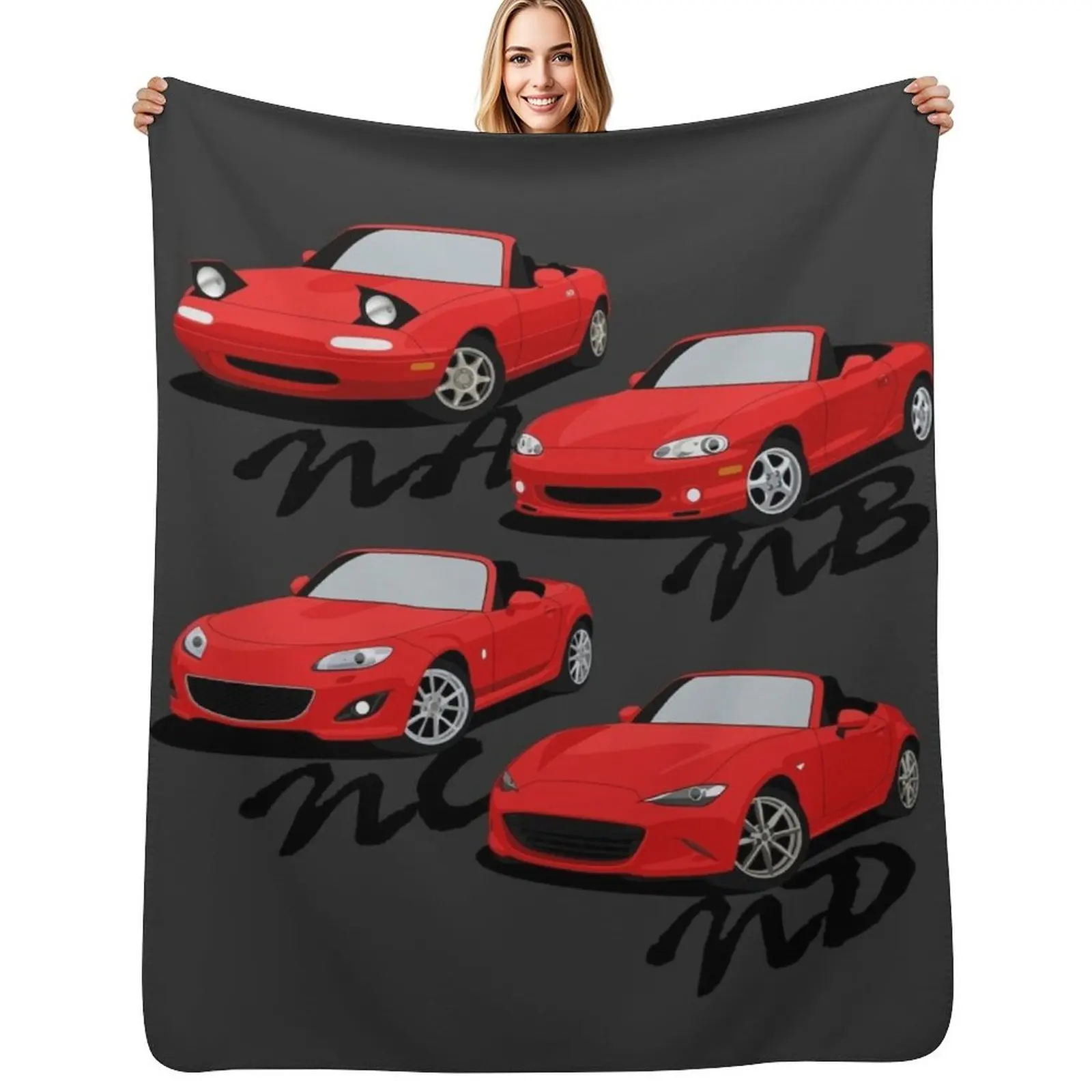Miata Generations Throw Blanket Long Lasting Soft Plush Blanket for Daily Use