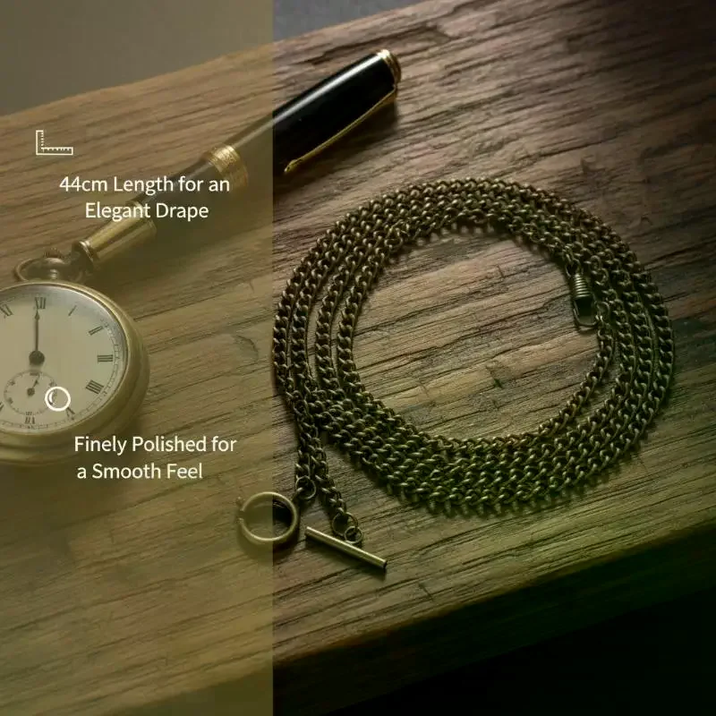 Double Chain Pocket Watch Chain Curb Link Chain Clip Pocket Chain For Men And Women For Christmas And Father's Day Gift