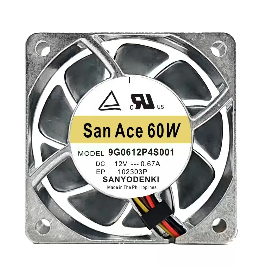 Original For San Ace 60W 9G0612P4S001 6025 12V 0.67A 60mm 4Pin PWM Server Cooling Fan High Speed Industrial Cooler