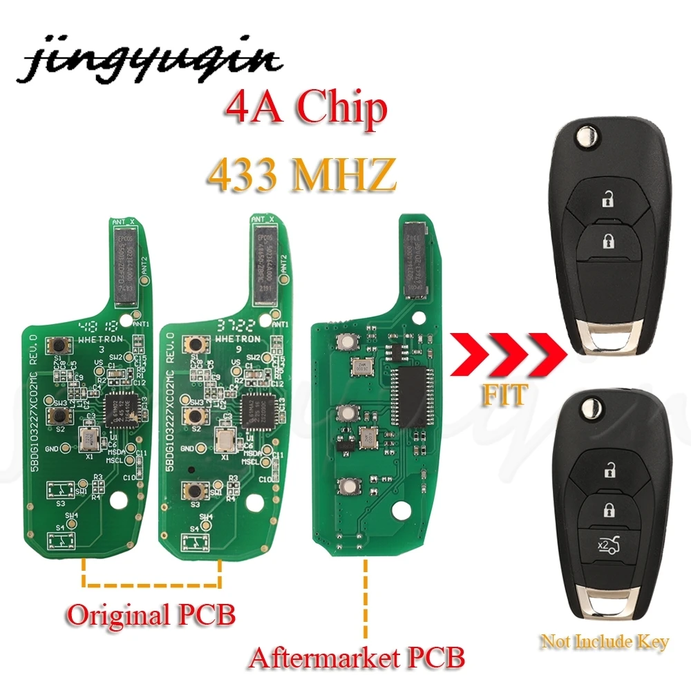 

Печатная плата jingyuqin для автомобильного ключа с дистанционным управлением, 433 МГц, чип 4A для Chevrolet Cruze 2015, кавалер Trax Sonic Spark 2019 + оригинальная печатная плата