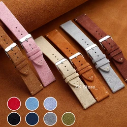 Vintage Suede Genuine Leather Watch Straps 14mm16mm 18mm 20mm 22mm Bracelet Belt Quick Release Watchband for men Women Wristband
