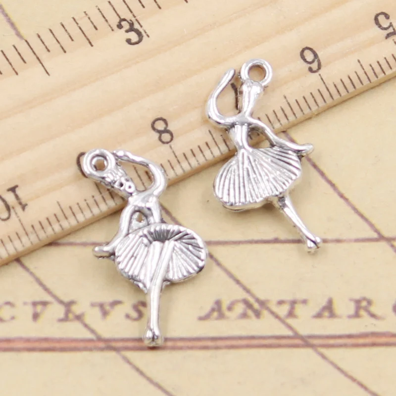 10pcs Charms Ballet Dancer Girl 25x13mm Tibetan Silver Color Pendants Antique Jewelry Making DIY Handmade Craft