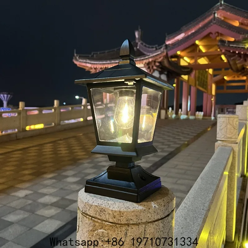 Solar Stigma Lamp Garden Villa Garden Lamp Outdoor Waterproof Pillar Lamp