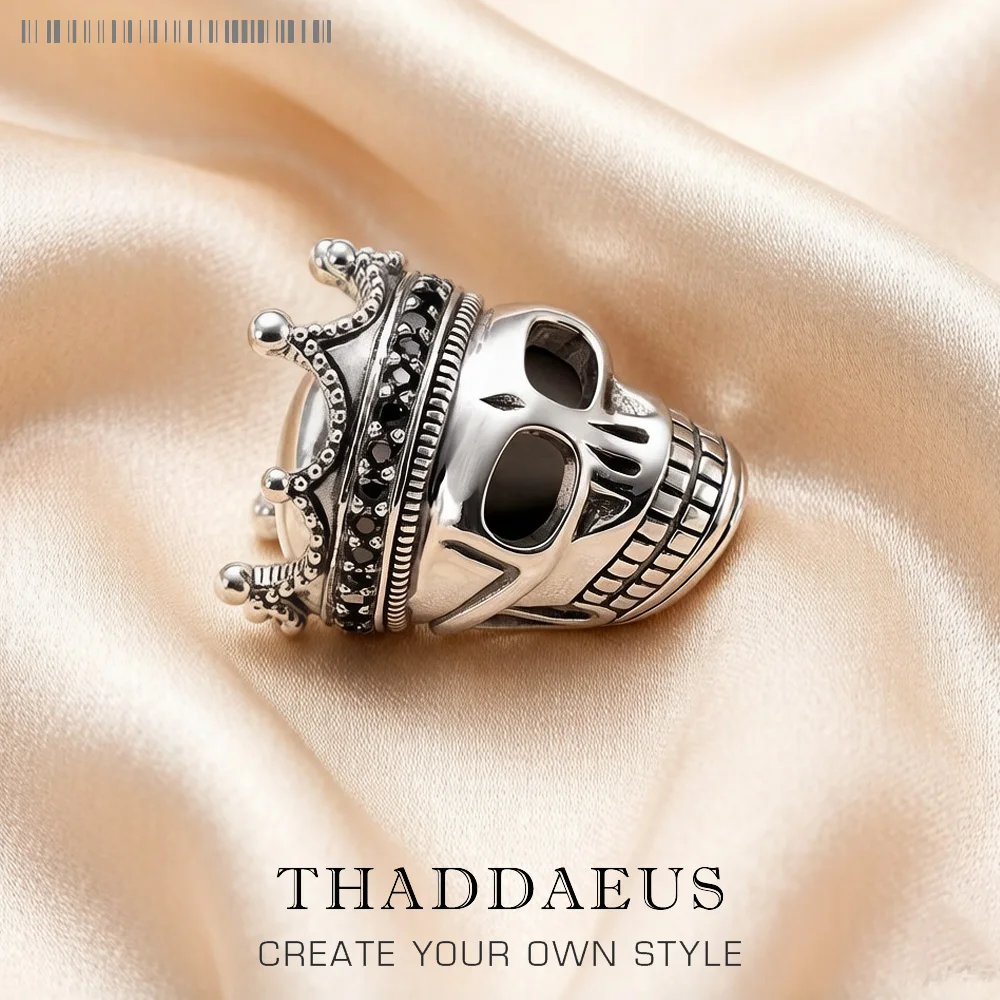 

Beads Skull King with Crown Winter 925 Sterling Silver Gift Karma Vintage Jewelry Accessories For Women Men