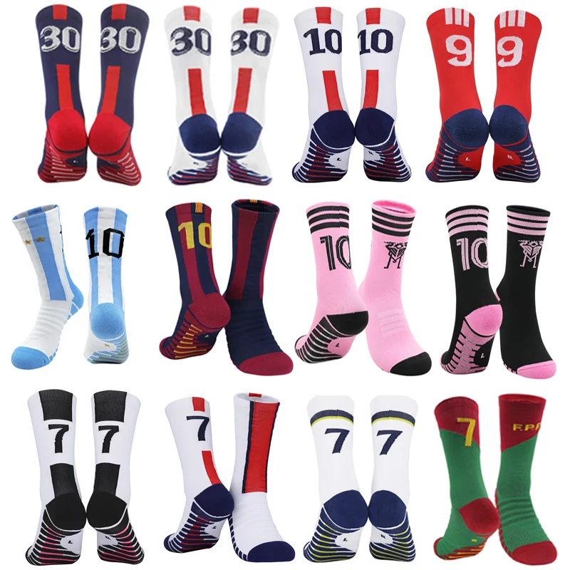 High Qality Star number #10 #7 #30 football Socks Men's Football Sports Short Socks Outdoor Running Cycling