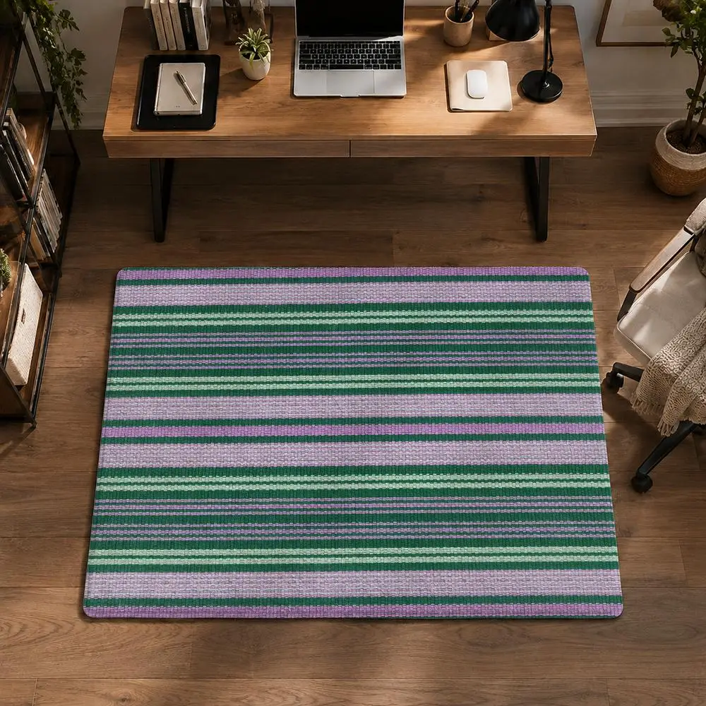 Dash & Albert Caravan Stripe Multi Machine Floor Mat Flannel Non-Slip Washable Soft Rug For Bathroom Kitchen Bedroom Living Room