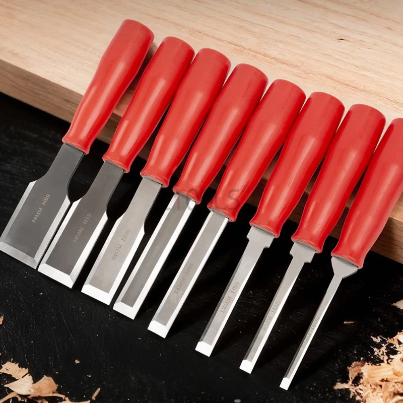 

Woodworking Hole Chisel Multi Functional High-speed Steel Trimming Shovel Durable Convenient Plastic Handle Carving Tool 1 Piece
