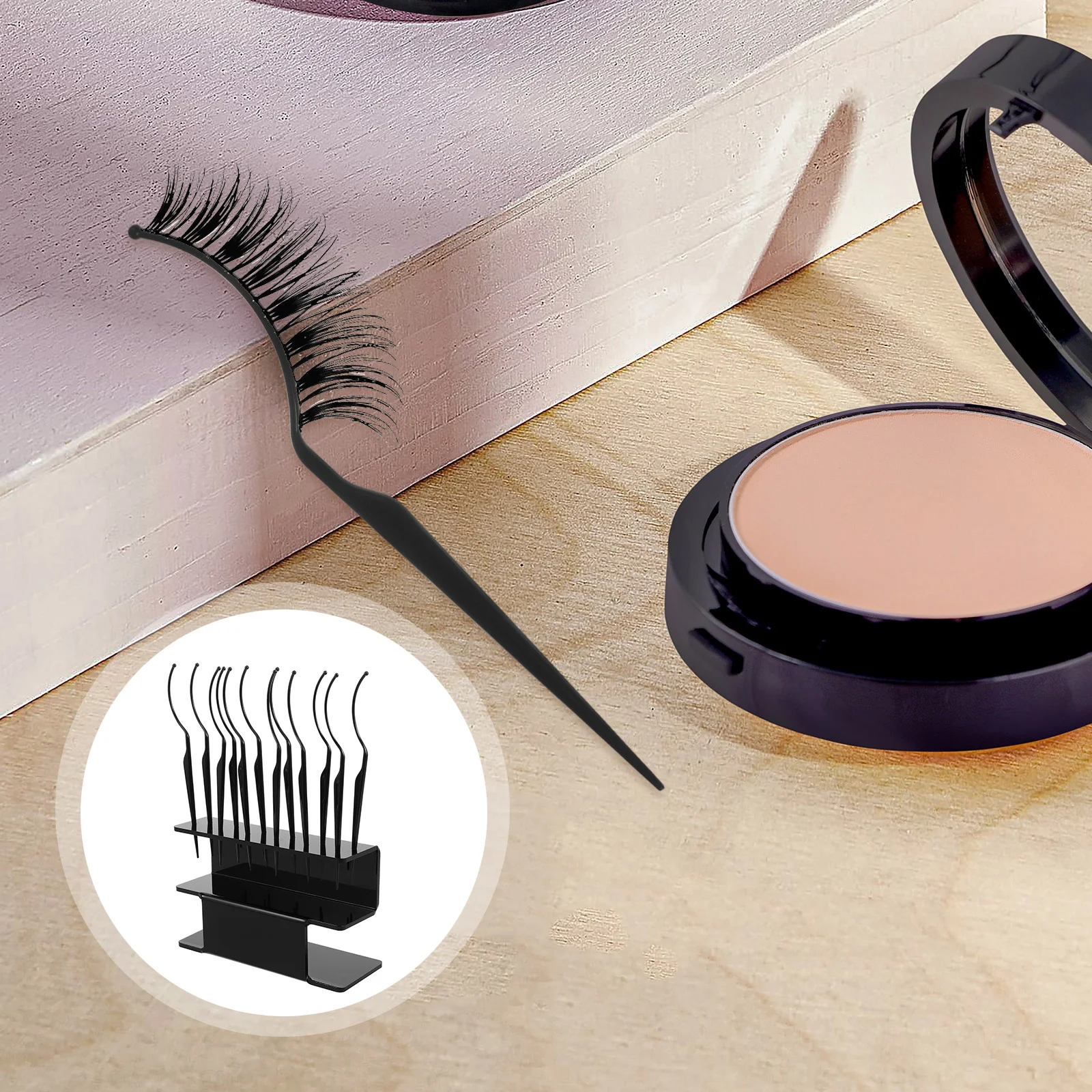 

1Set Black False Lash Display Rack with 12 Sticks Eyelash Extension Stand for Stylish Storage and Professional Showcasing