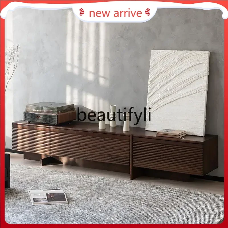 SS ss7486 North American black walnut solid wood TV cabinet, simple modern audio-visual cabinet, living room home Nordic locker