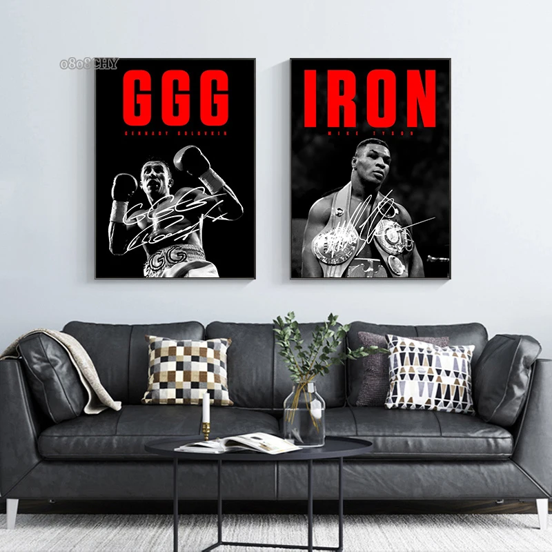 Boxing Legends Poster Boxer Mike Tyson ,Pacquiao Pacman Graffiti Art Canvas Painting Abstract Portrait Wall Art Mural Home Decor