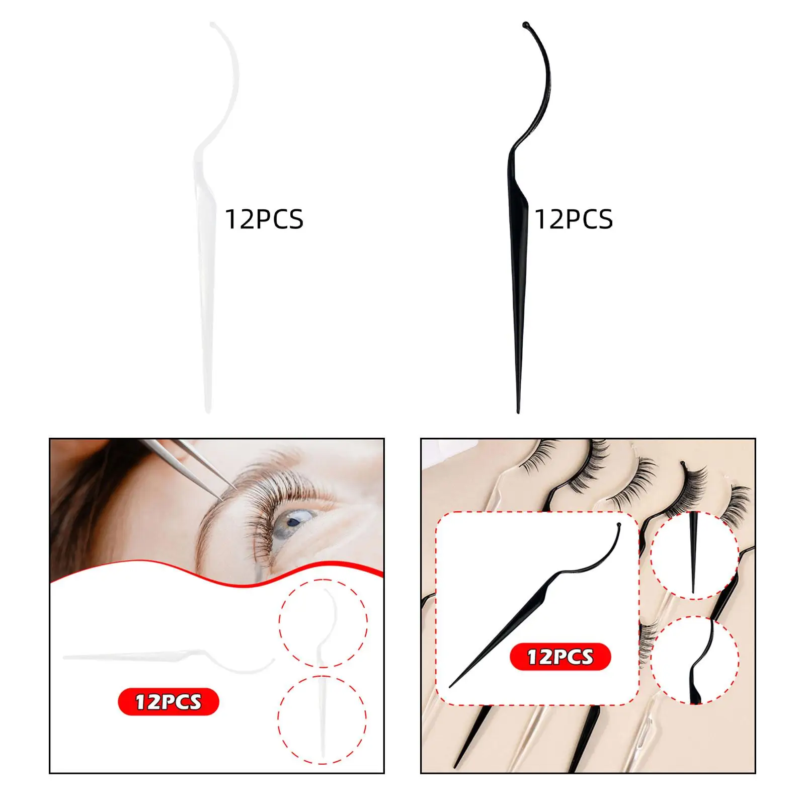 12 個まつげディスプレイスティックまつげアプリケーターツールポータブル快適なまつげホルダーラッシュアプリケーター