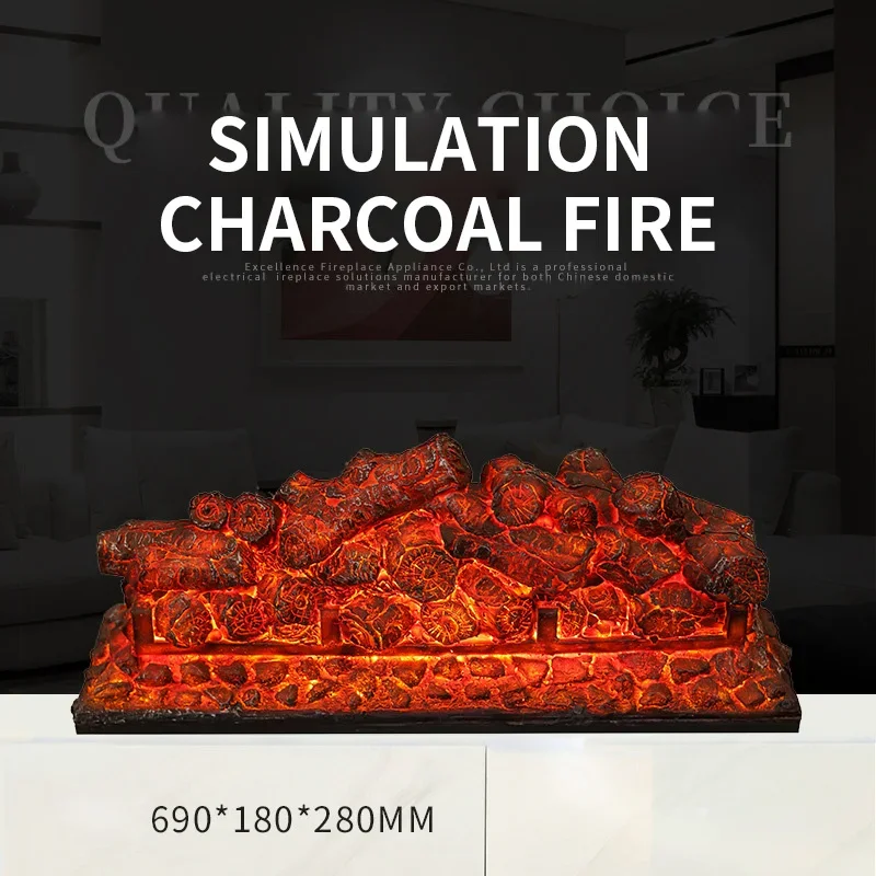 Conjunto de toras para lareira elétrica, pilha de carvão simulada, inserção de lareira, som de rachadura, controle remoto