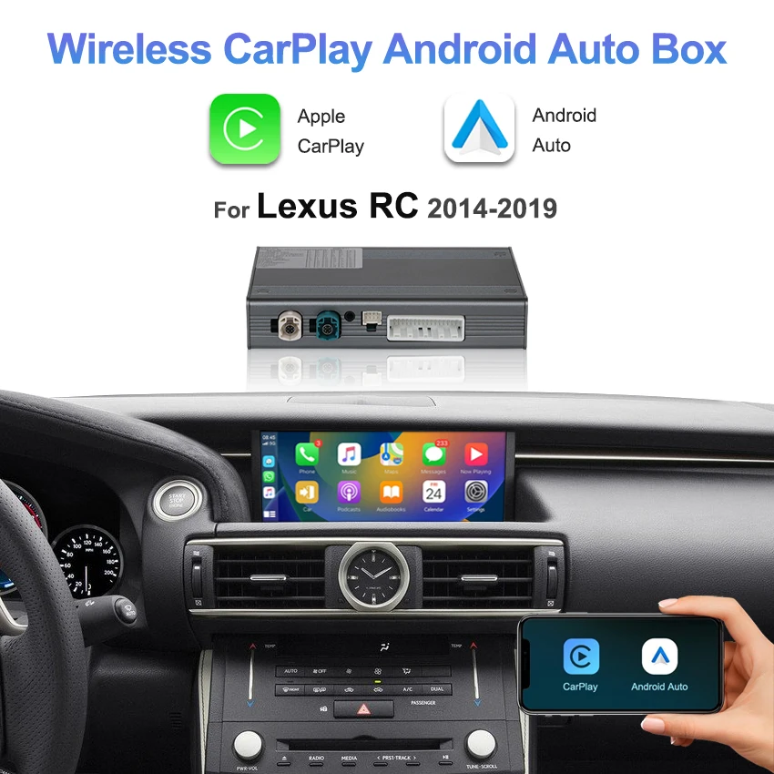 

Wireless Apple CarPlay Activation Module for Lexus RC 2014-2019 with Android Auto Navigation Mirror Link Airplay OEM Controls