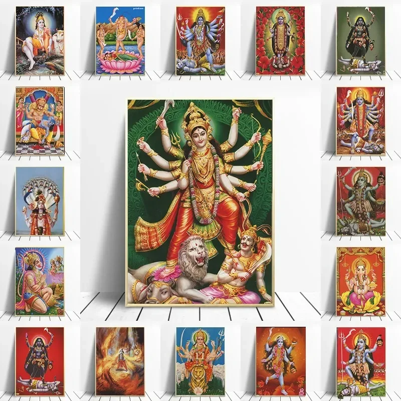 Póster de Shiva Parvati, arte religioso hinduísmo, pintura en lienzo de Ganesha, imagen impresa de pared Vishnu, decoración del hogar para sala de estar