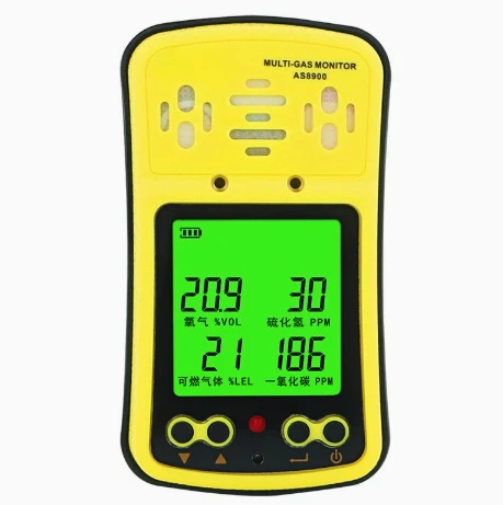Portable Multi Gas Detector CO H2S O2 LEL Monitor Industrial Safety Alarm for Workers High Precision 4 in 1 Sensor Wide Range