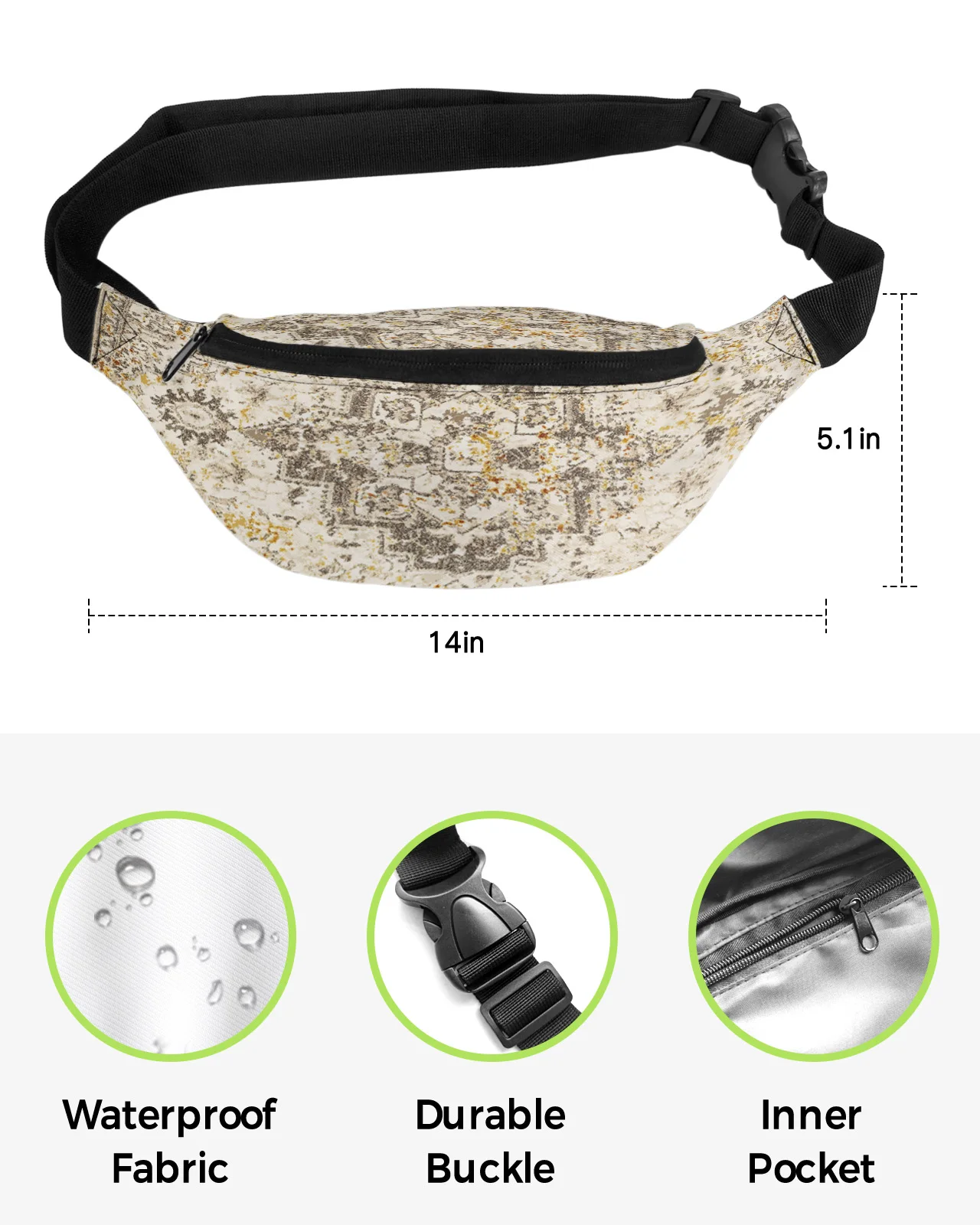 Vintage Indian Bohemia Waist Packs for Women Waterproof Outdoor Sports Waist Bag Unisex Crossbody Shoulder Bag