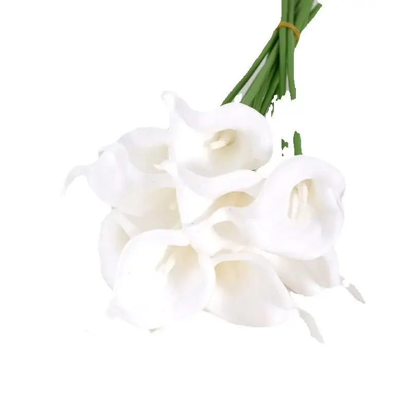 Bouquet de mariée en soie blanche, 5 pièces, lys Calla, tulipe, pour décorations de salle de maison, couronne artisanale, accessoires cadeaux, DIY