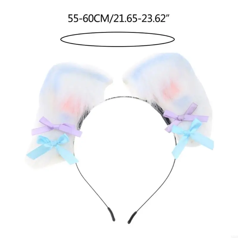 N5KB Wolf Ears Kitten Handmade Animal Cartoon Kitten Headband Peler Hoop para mascaradas