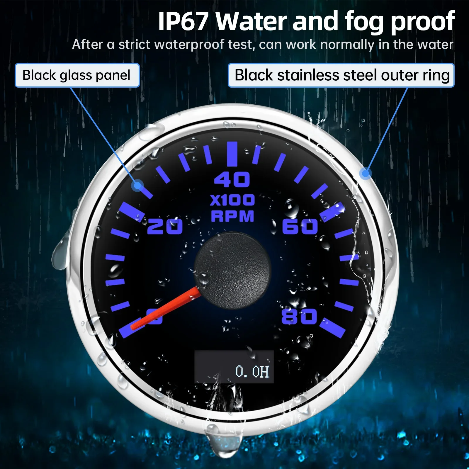 3000/4000/6000/7000/8000 RPM 52mm Tachometer Tacho Gauge Meter With 7 Color Backlight RPM Sensor for Gasoline Diesel Car Boat