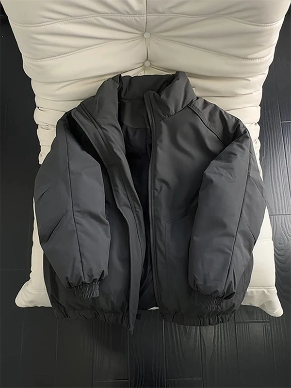 

Bla Flight Jaet Cotton Padded ort Thiened Stand Collar Men's Autumn Winter Warm Outerwear Straight Hem Casual Sle