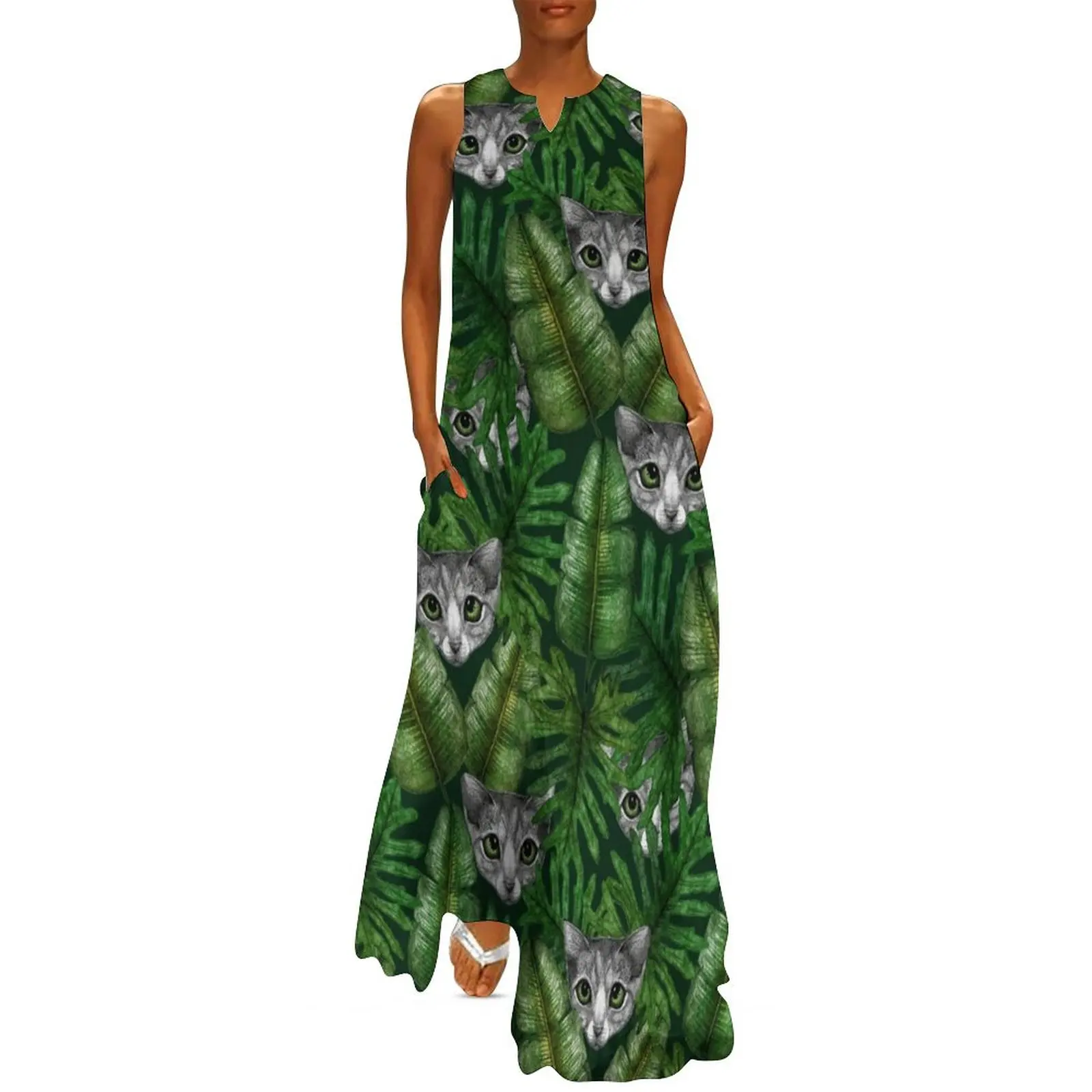 

Jungle Kittens Long Dress dress summer 2025 women elegant chic women dresses promotion Women's dresses