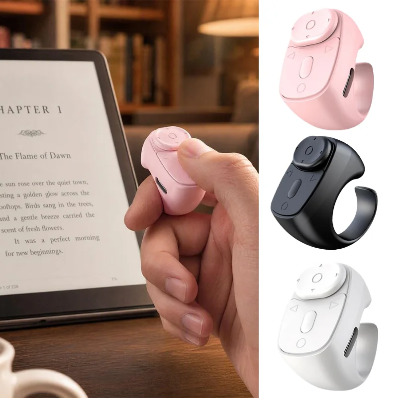 Portable Rechargeable Bluetooth Ring Remote Clicker Wireless Finger Controller for E Book Reading Mobile Video Operation