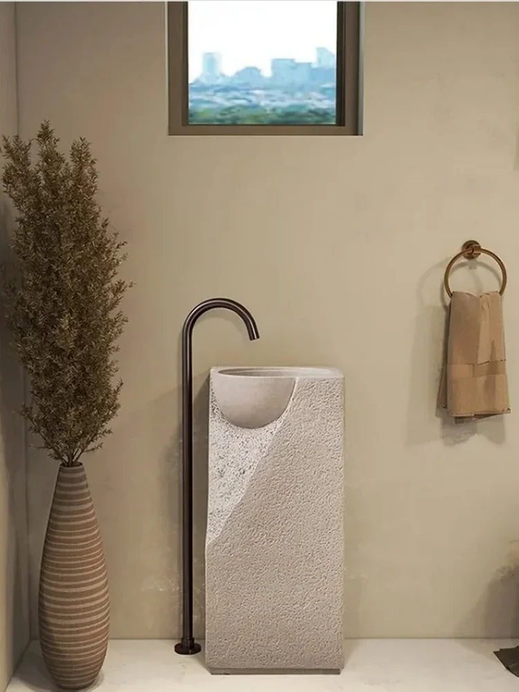 

Modern freestanding art sink; stone creative wash basin can be used for bathroom balcony outdoor garden wash basin