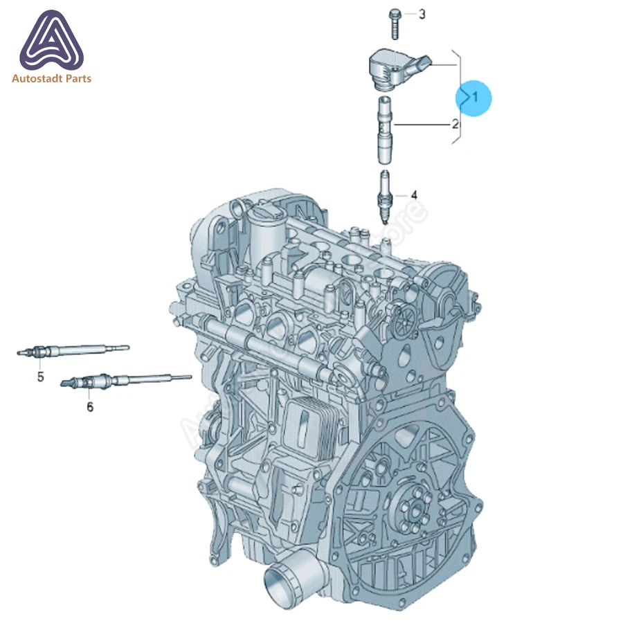 1pcs Ignition Coil For VW Golf Jetta Polo 6R AUDI A3 Skoda Seat 04E 905 110 B 04E905110L 04E905110