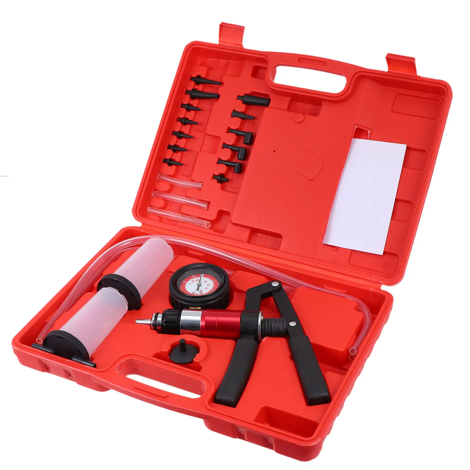 

1Set Handheld Car Brake Oil Bleeding Kit Vacuum Pressure Pump Brake Clutch Fluid Bleeder Set with Multiple Adapters Storage Case