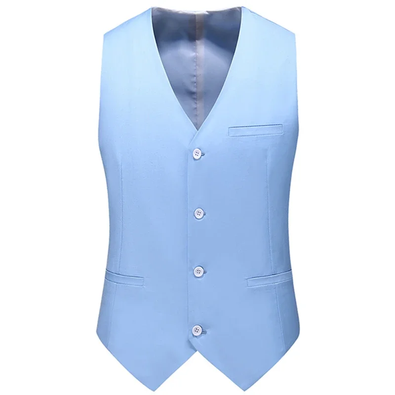 

2023 Fashion New Men's Leisure Boutique Solid Color Business Groom Wedding Vest Casual Waistcoat