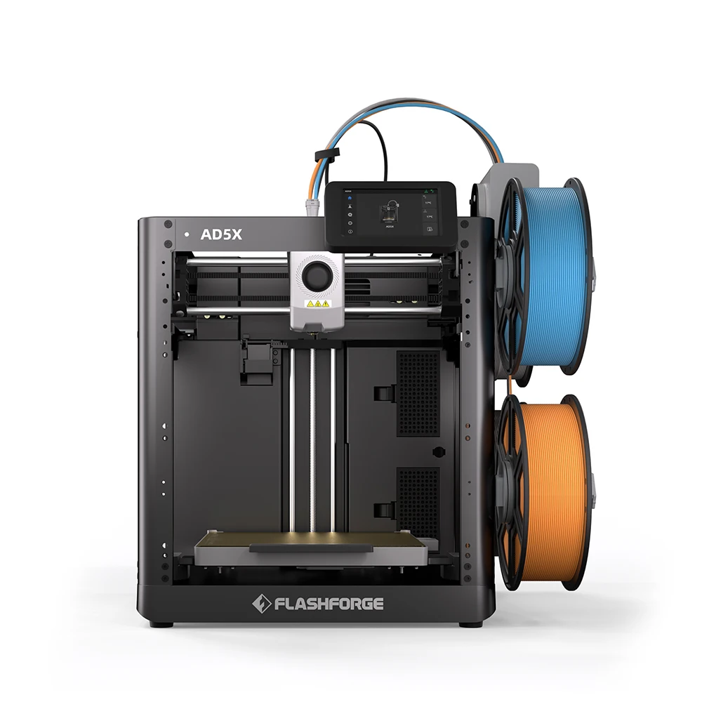 Drukarka 3D FLASHFORGE AD5X, szybkie drukowanie wielokolorowe, inteligentny system filamentów, automatyczne poziomowanie jednym kliknięciem, sterowanie grupowe.