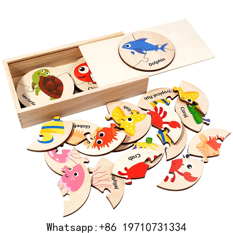 Children Montessori Educational Toys Wooden Circular Puzzle Marine Cognition Matching Game Early Preschool Toys for Kid Learning view 6