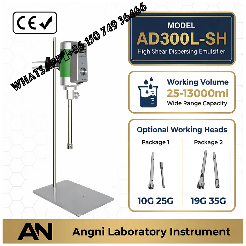 

Stirring Machine for Liquid AD300L-SH High Shear Dispersing Emulsifier Homogenizer Stainless Steel Used for School Lab Mixing