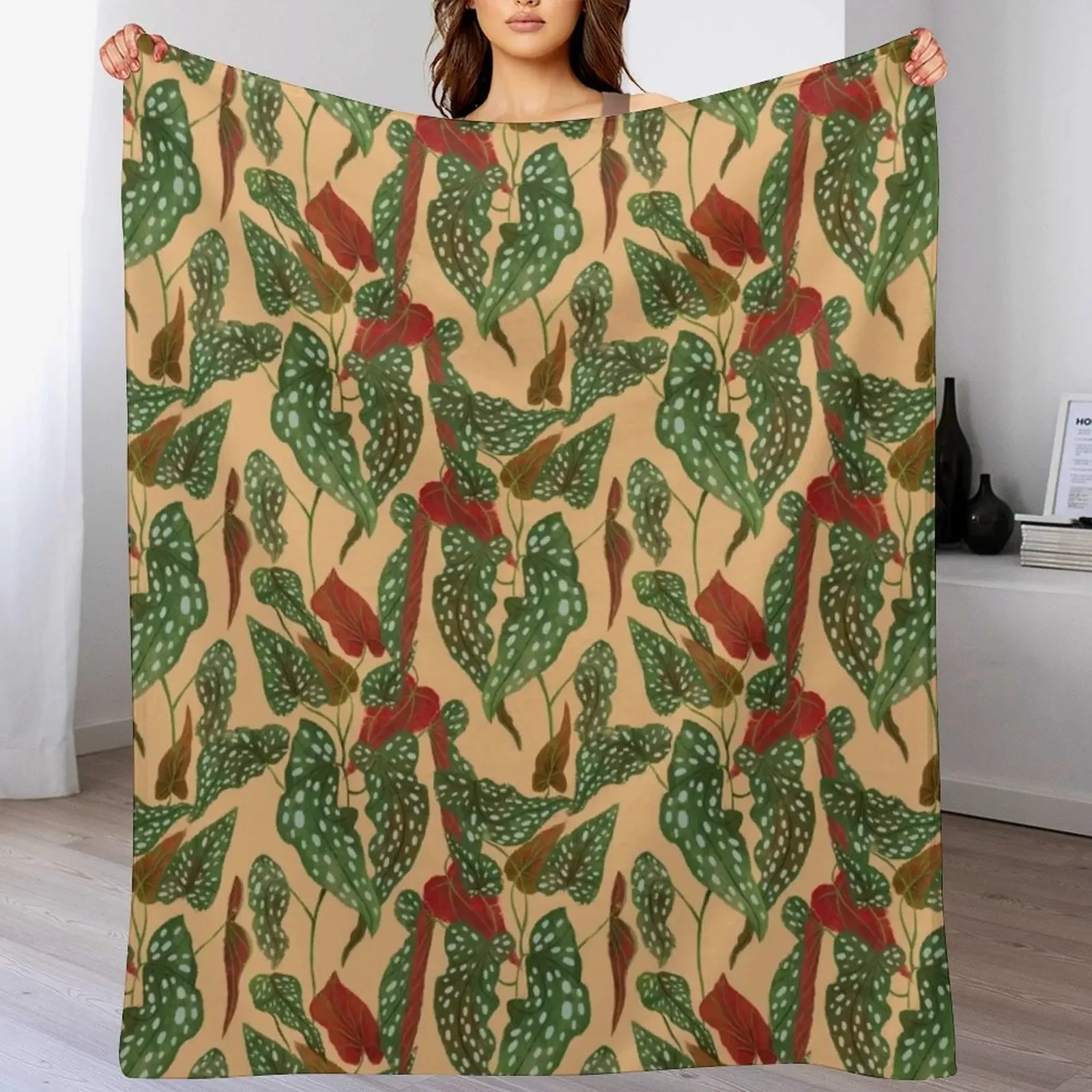 

Begonia Maculata Throw Blanket Soft Plush Blanket as Housewarming Gift