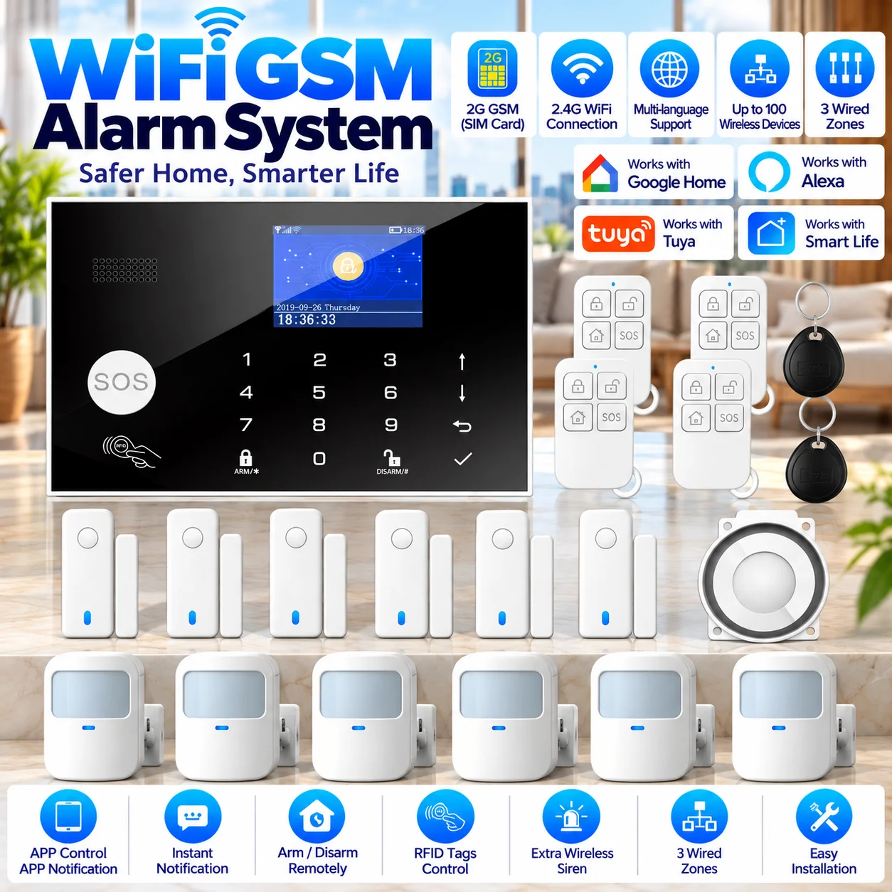Home Zone Security App - WIFI-Alarmsystem für Tuya Home WIFI GSM
