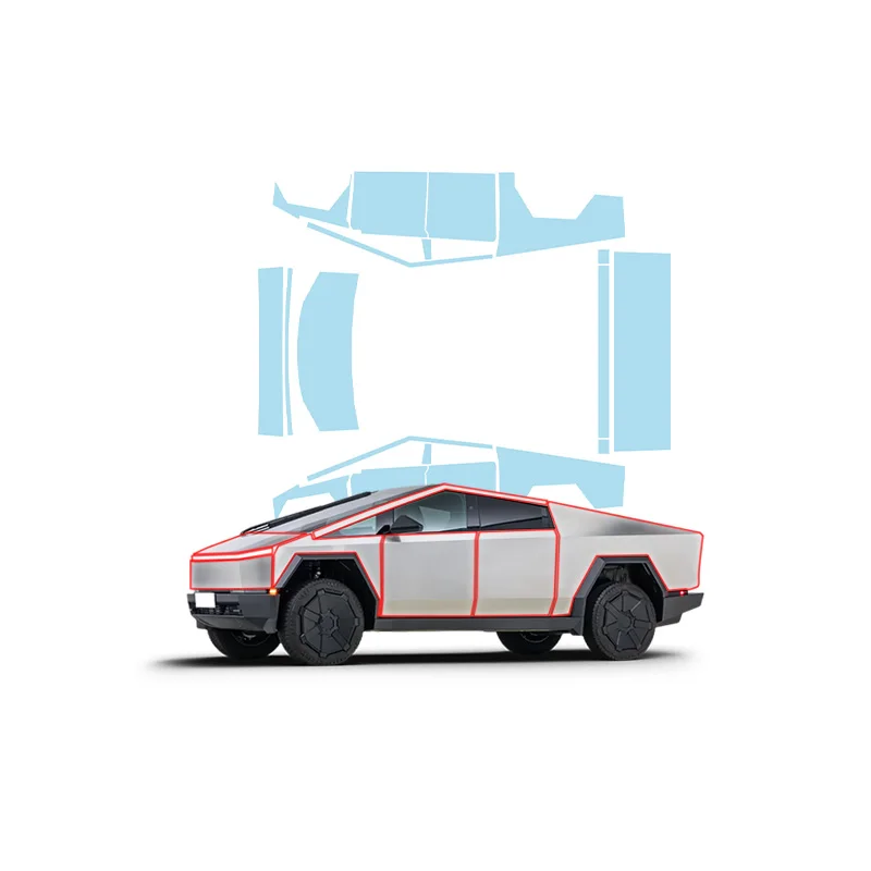 

Предварительно нарезанная прозрачная защитная пленка XTFF для кузова Tesla Cybertruck с 99% защитой от УФ/ИК-излучения