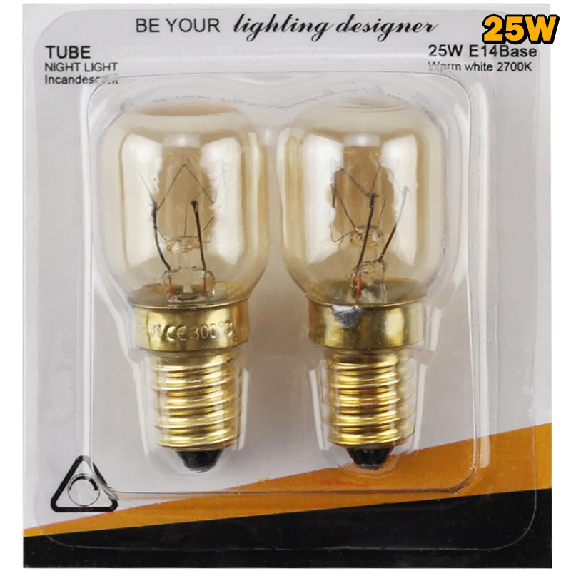 

2PCS 15/25W 220V E14 300℃ High Temperature Resistant Microwave Oven Cooker Lamp Salt Light Bulb Lighting Bulb Replacement