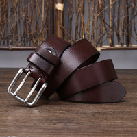 3.8cm Width Mens Cowskin Genuine Leather Belt Vintage Jeans Belt Strap Double Pin Buckle Designer Belts For Men Male Gift