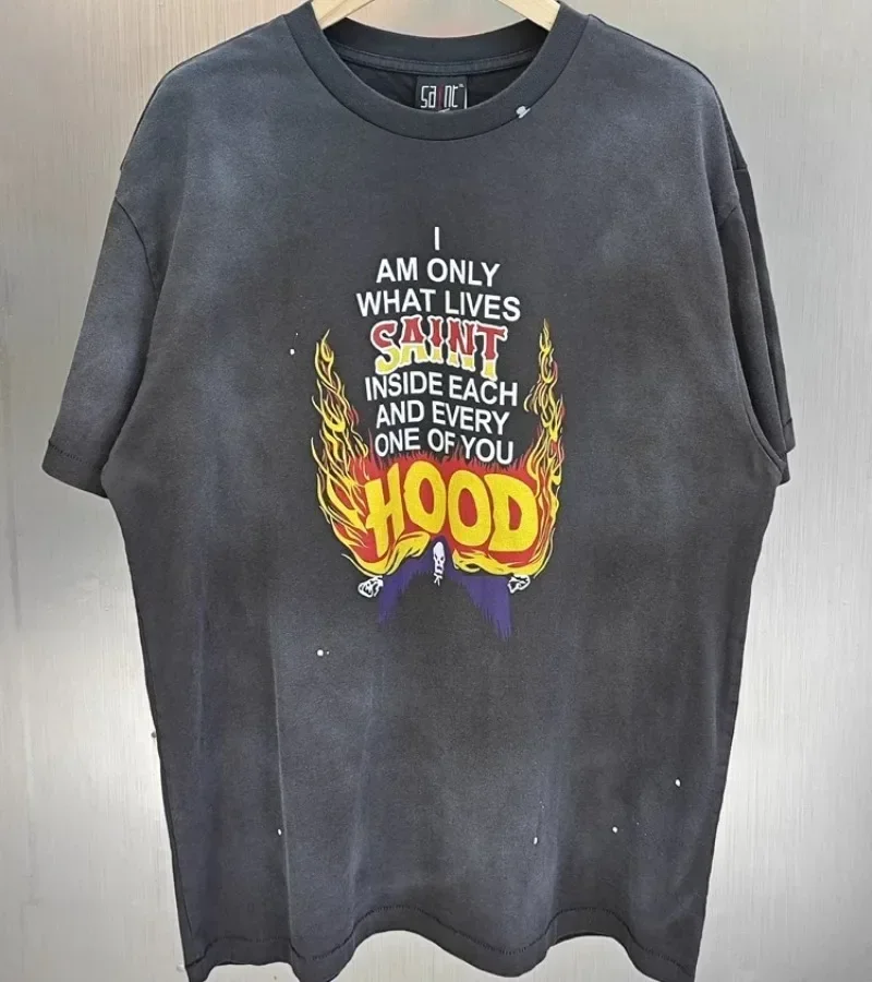 

2025ss Saint Michael I AM ONLY WHAT LIVES T-Shirt Pure Cotton Men Women Oversized T Shirt Casual Short Sleeves