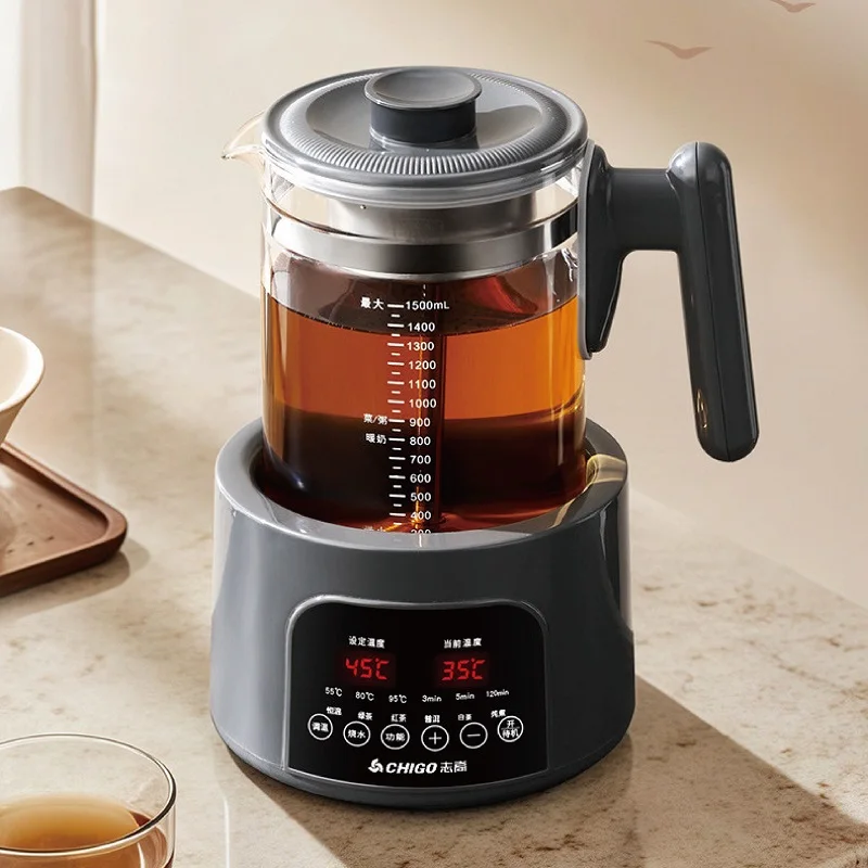 1.5L المنزل غلاية كهربائية الذكية الزجاج البخار إبريق الشاي التحكم في درجة الحرارة الصحة وعاء إبريق شاي بالأعشاب المزهرة متعددة الأغراض إبريق عميق 220 فولت
