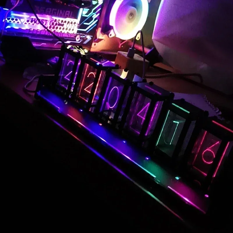 Led Table Clock Digital Silent Desktop RGB Diy Glow Tube Clock Creative Electronic Watch Office Table Decoration And Accessories