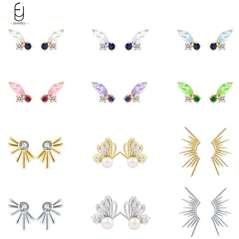 925 Stelings Silver Needle Butterfly Wing Diamond Stud Earrings For Women Female Unusual Earrings Piercing Pendientes Jewelry