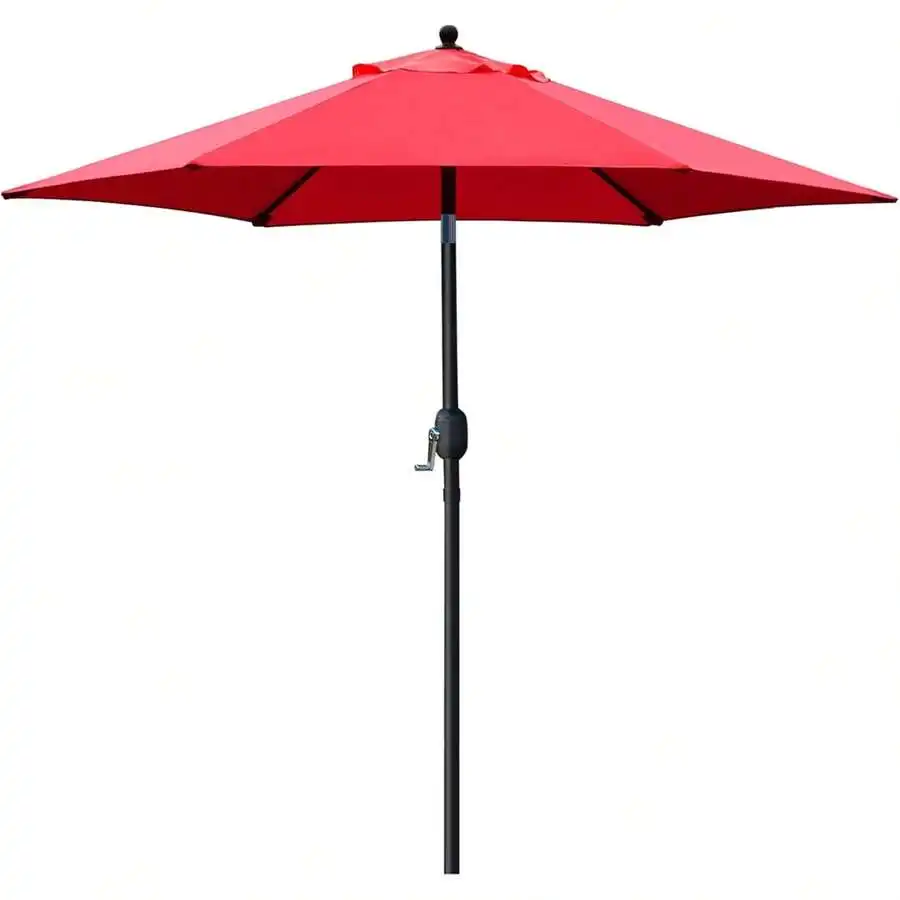 

7.5 Feet Outdoor Patio Umbrella With Crank And Tilt Function 6 Ribs Red