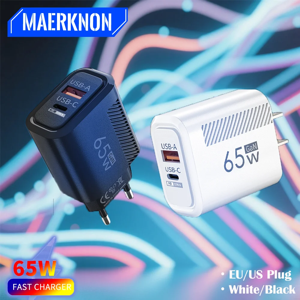 

65W Oblique Striped Smartphone Charger Dual Ports Fast Charging Wall Charger Mobile Phone Accessories For Xiaomi iPhone Samsung