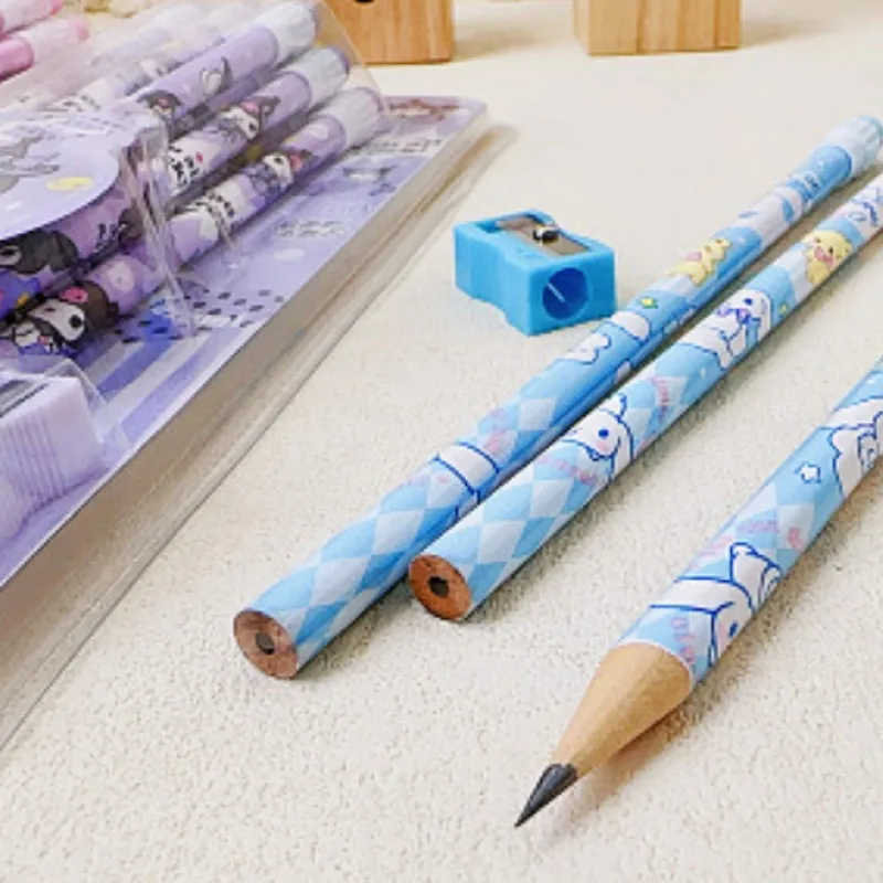 12pcs Sanrio Cinnamoroll Kuromi Cute Cartoon HB Pencils, 12 Pencils & 1 Pencil Roller Stationery Box Set, Writing & Drawing