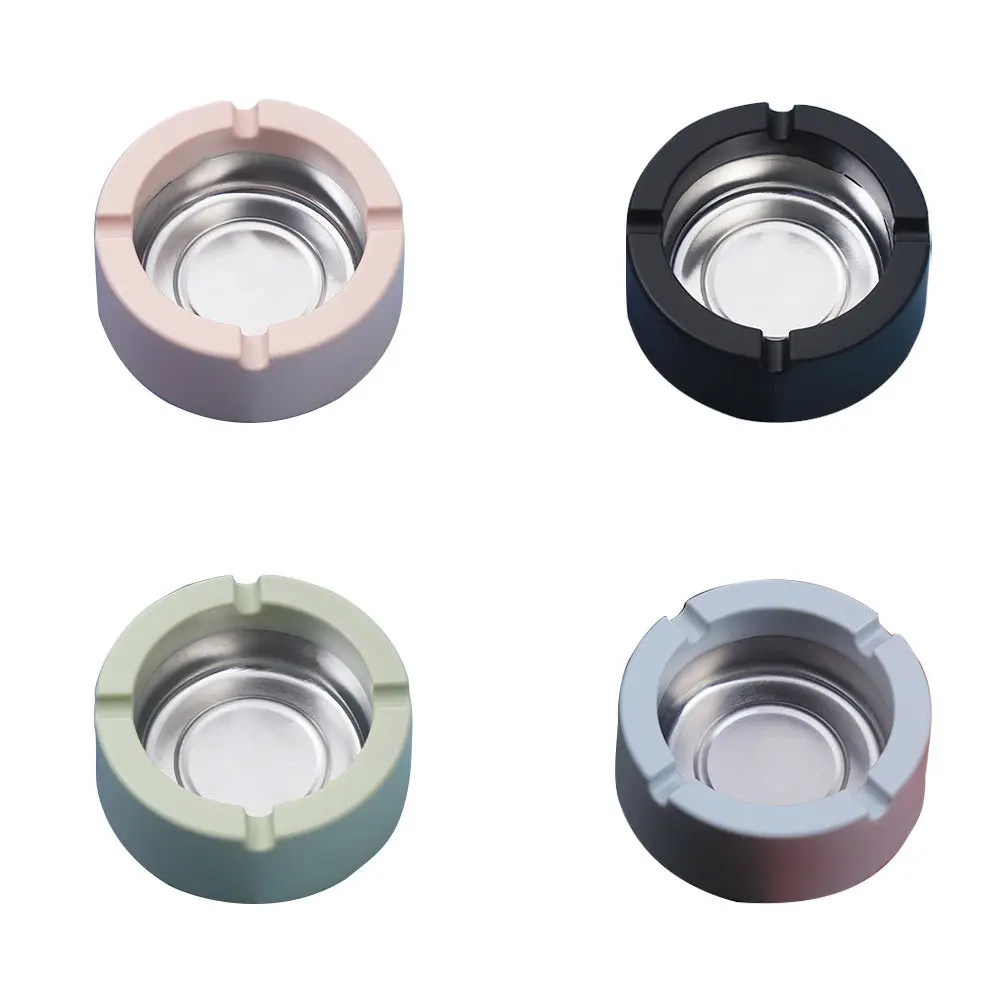 

4pcs Geometric Shape Ashtray Creative Tinplate Pp Household Storage Container Compact Portable Desktop Office Decor Practical