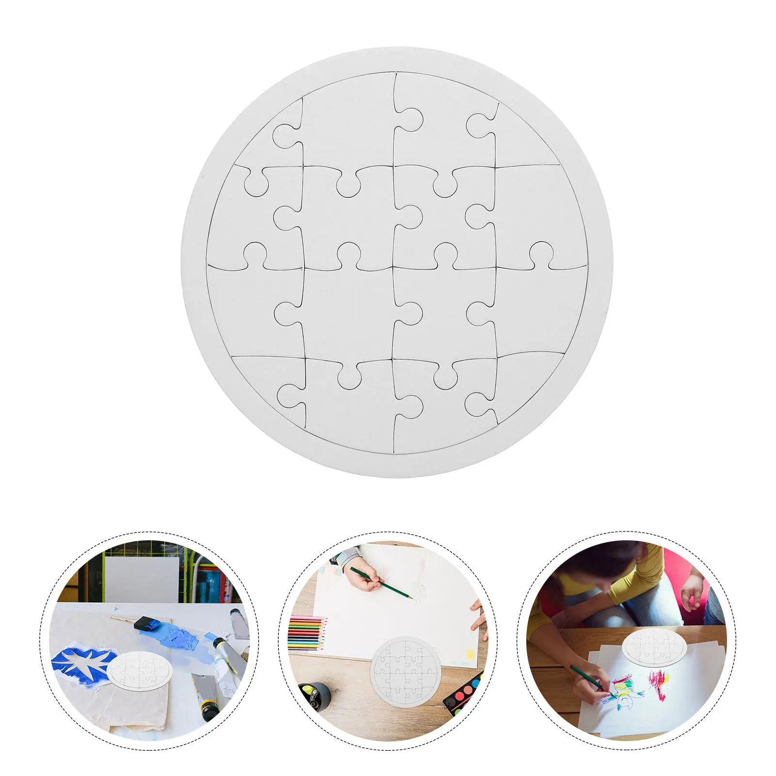 

4 Sheets Blank Coloring Puzzle DIY Drawing Jigsaw Puzzle Pieces for Creativity Concentration Developing Skill